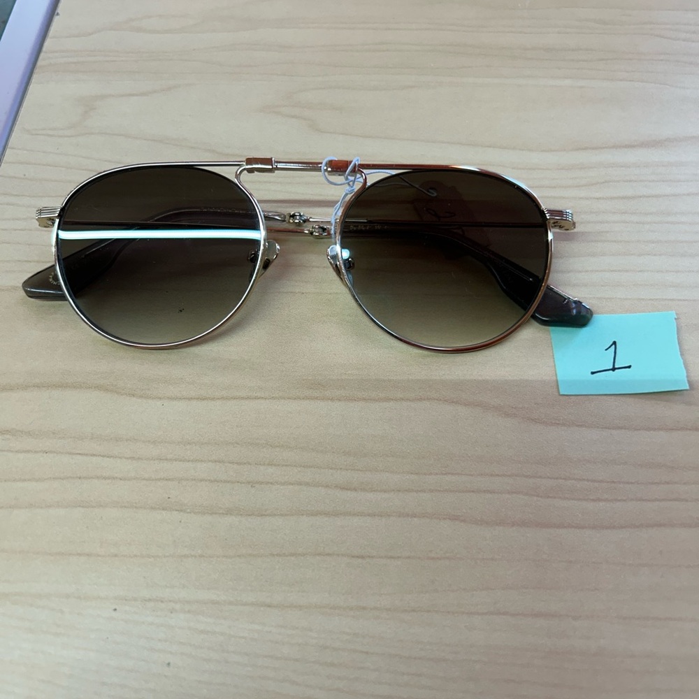 KREWE Gold Frame Sunglasses with Green Lenses Foldable